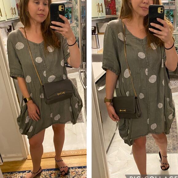 Celine Vintage Gray Leather Crossbody Bag Purse WOC Wallet on Chain Mini Clutch - Picture 2 of 12